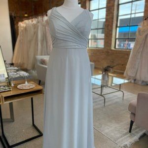 Plus Size Light Grey Bridesmaid Dress with Draped Bodice